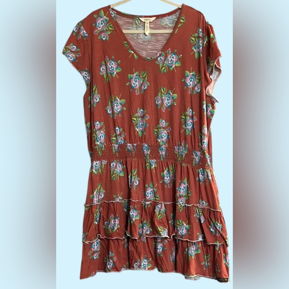 MATILDA JANE Brown/Green/Pink/White Floral Looks To Frill Dress, Size XXL, GUC. - Picture 3 of 12